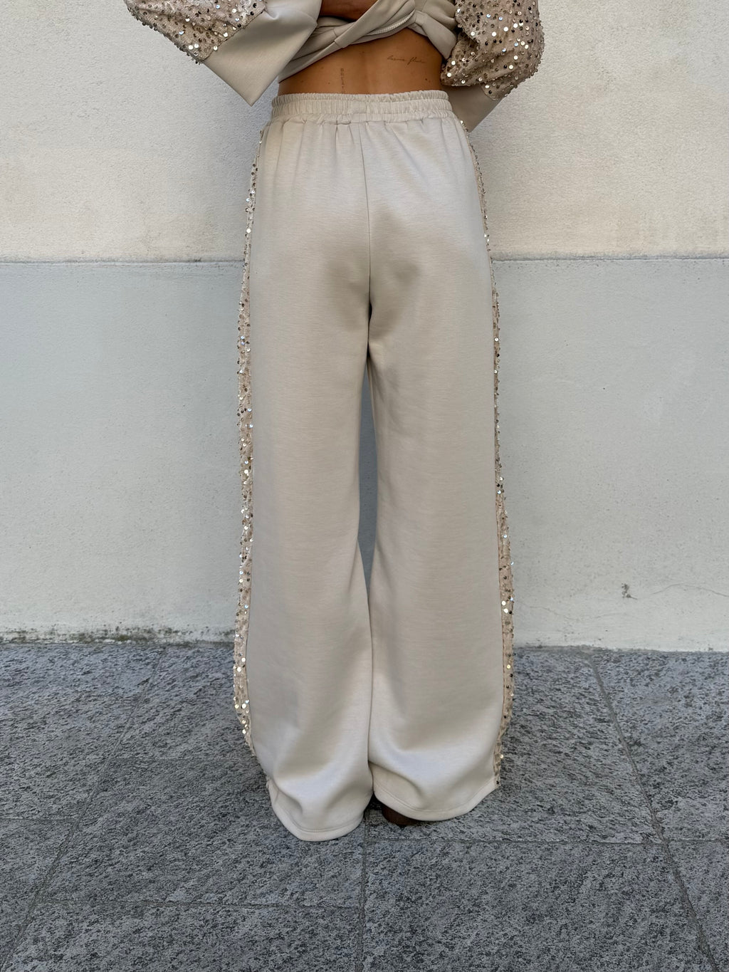 Tuta Inserti Paillettes L3110 Panna