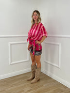 Gonna Pareo Corta Animalier BM196 Fucsia