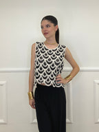 Gilet Crochet Bicolore 38023 Nero