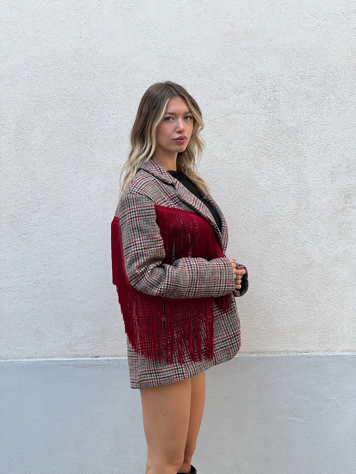 Giacca Galles con Frange A20352 Bordeaux
