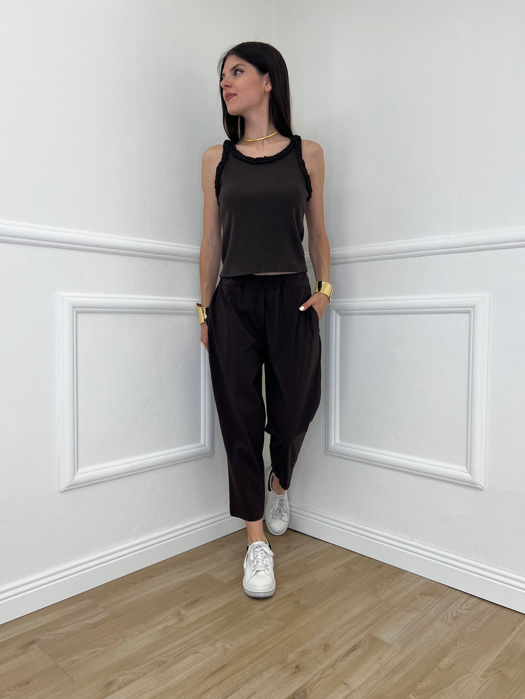Pantalone Regular Bengalina 9230 Marrone