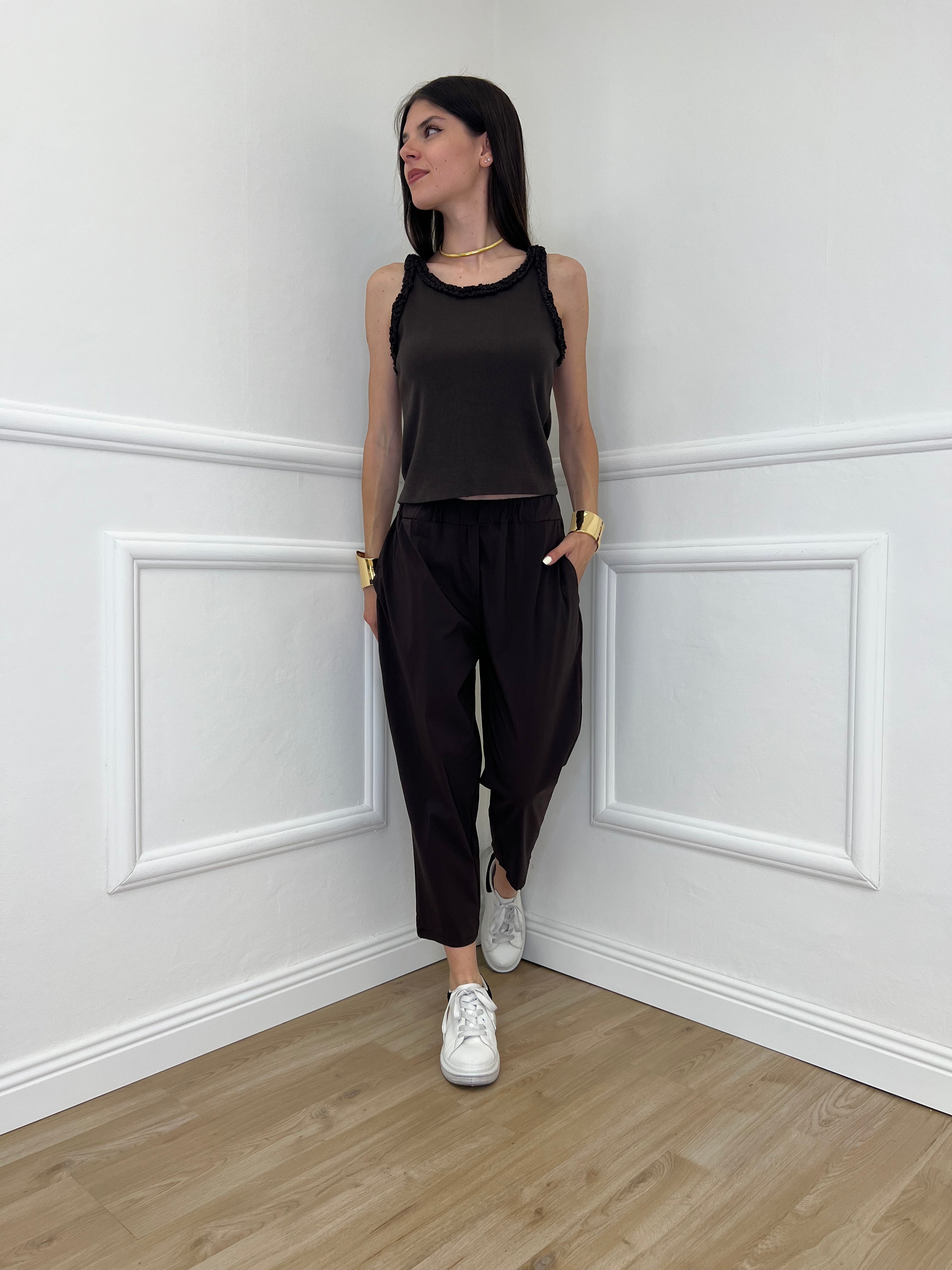 Pantalone Regular Bengalina 9230 Marrone