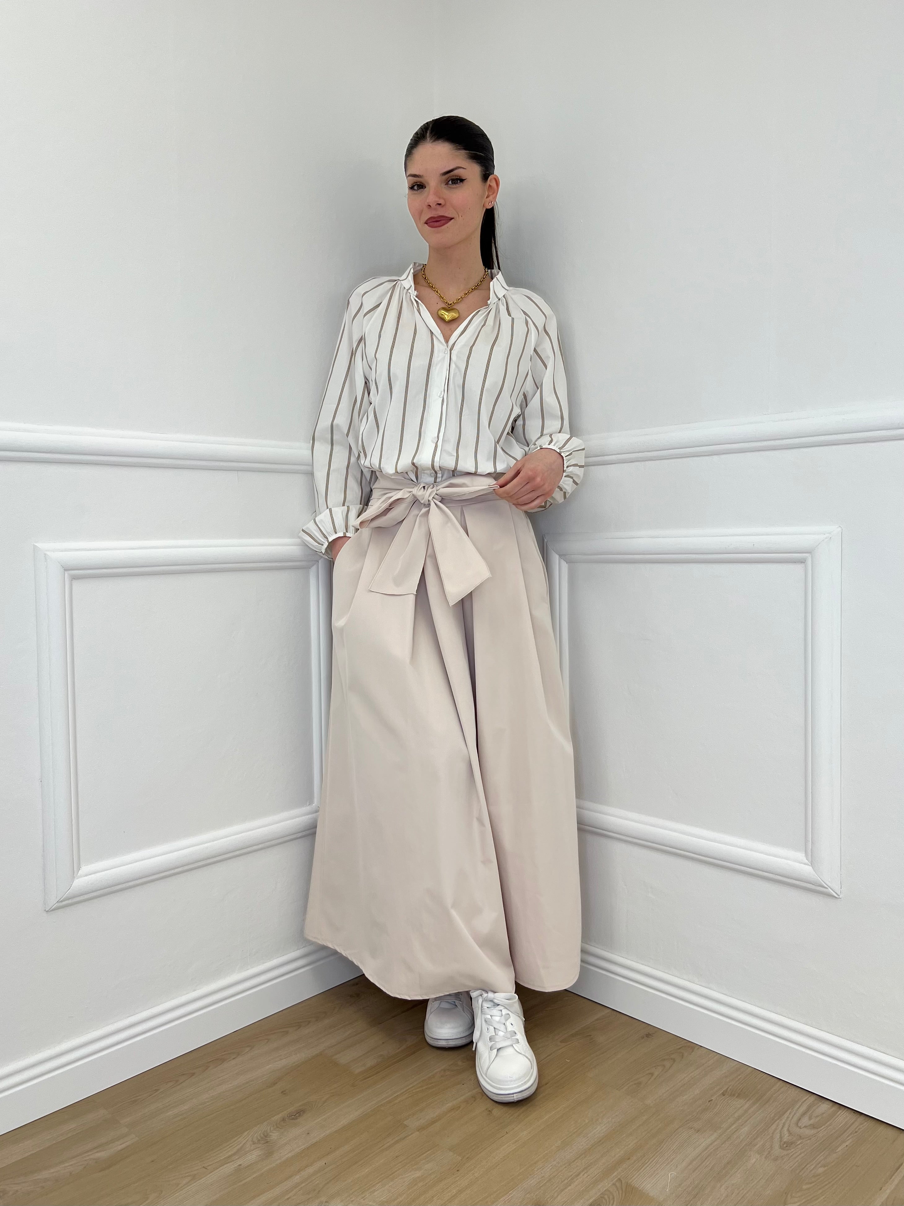 Gonna Popeline con Fiocco 5312 Beige