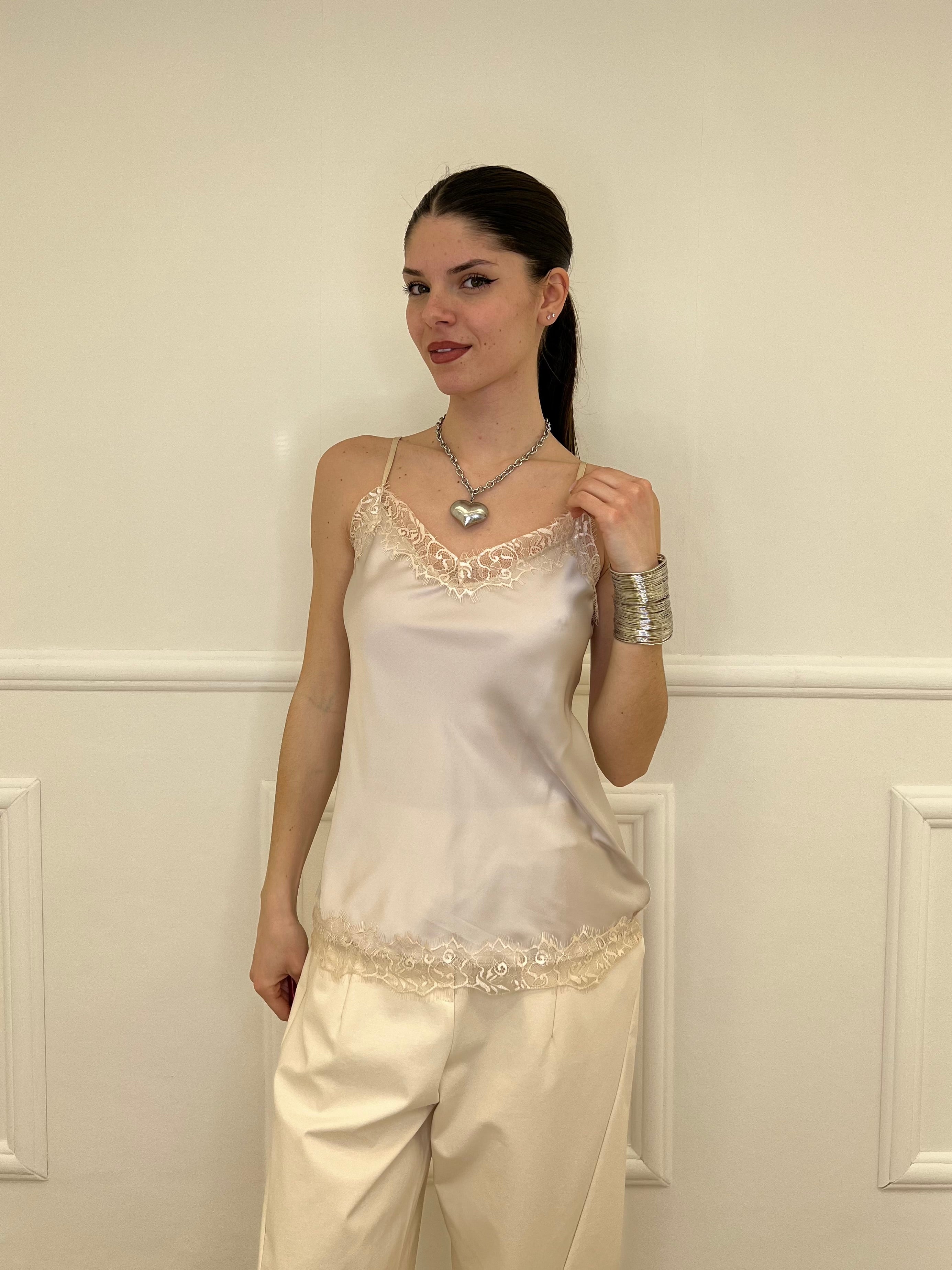 Top In Satin Con Pizzo 18673 Nude