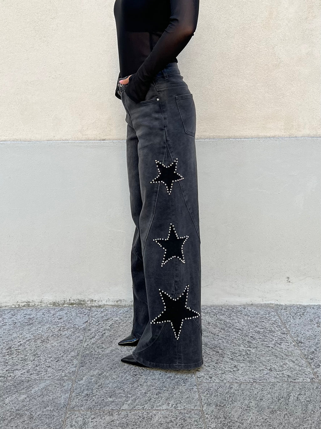 Jeans a Palazzo Stelle 9393 Antracite