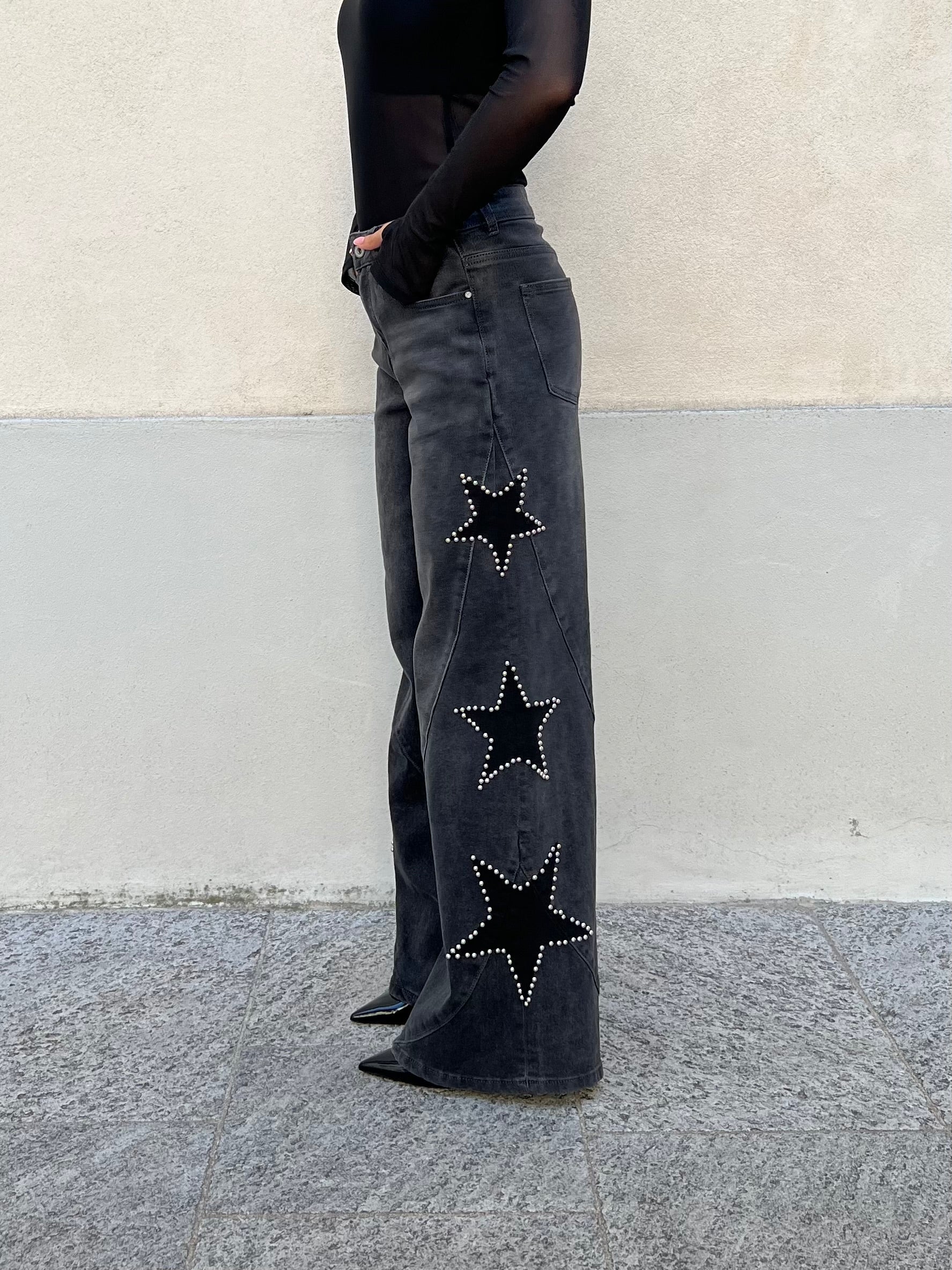 Jeans a Palazzo Stelle 9393 Antracite