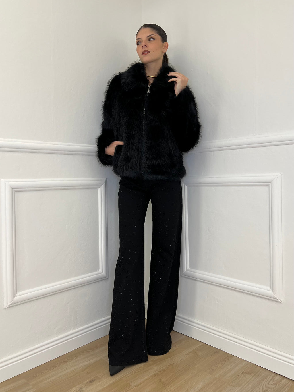 Pelliccia Zip C058 Nero