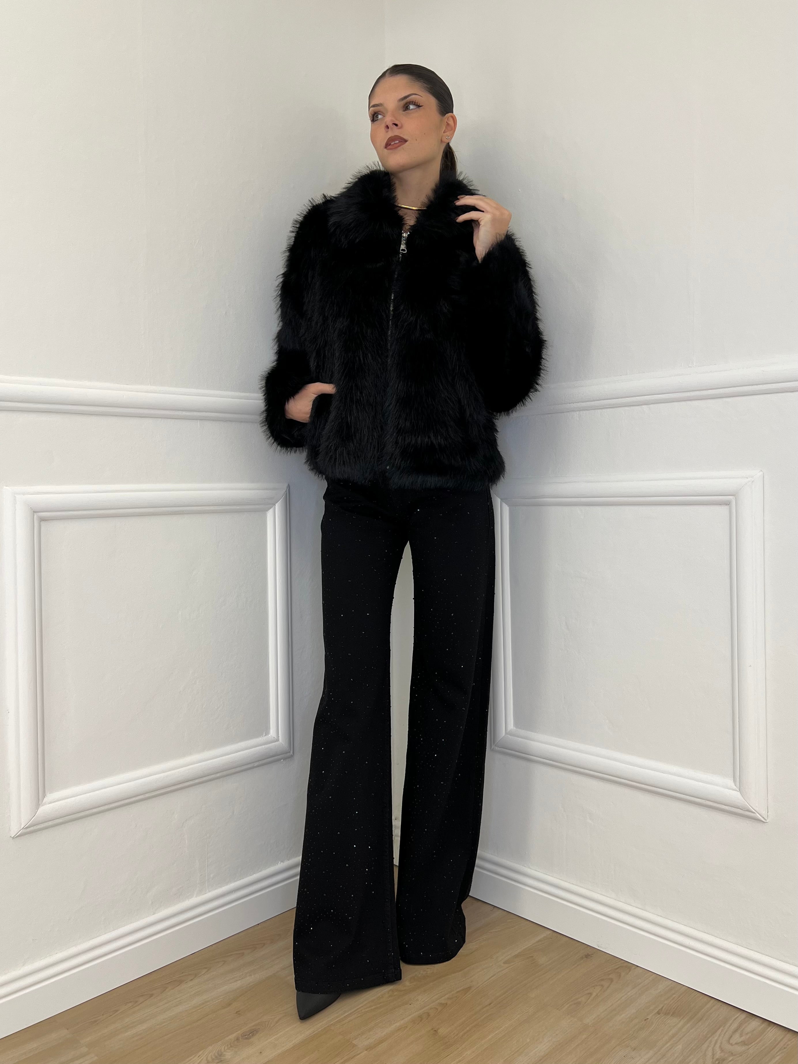 Pelliccia Zip C058 Nero