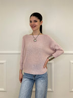 Maglia Lurex Scollo Goccia 645 Rosa
