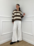 Felpa Mohair Righe 26001 Marrone