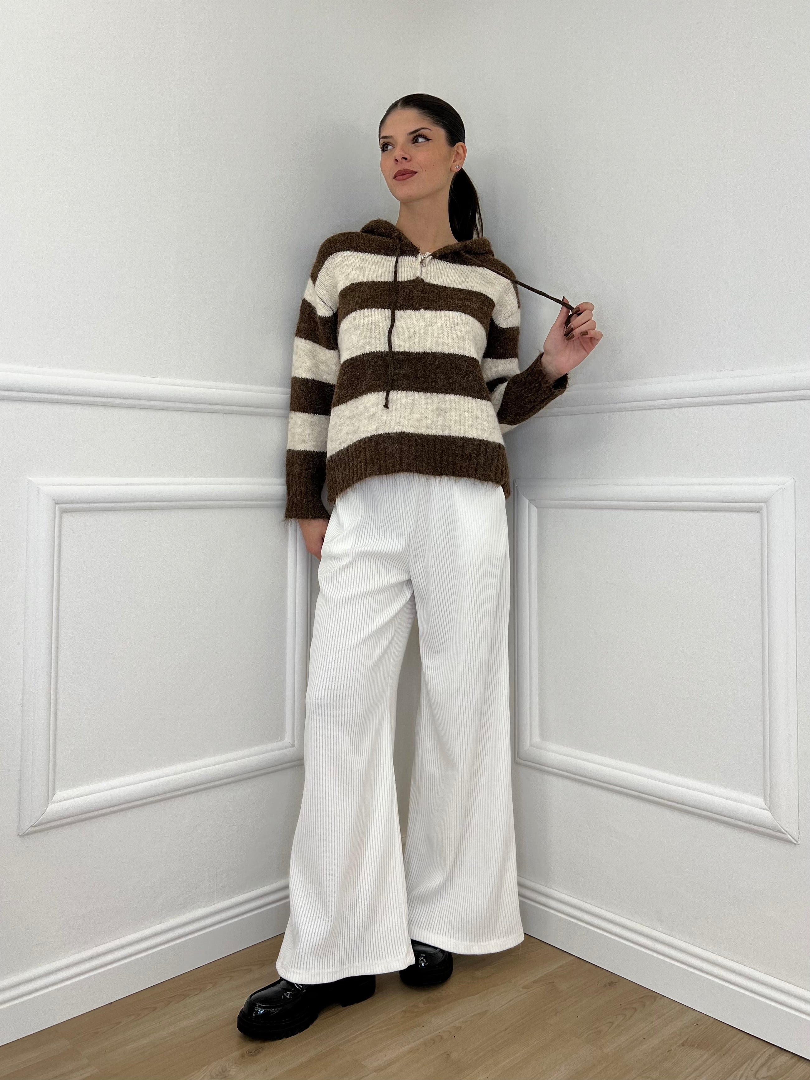 Felpa Mohair Righe 26001 Marrone