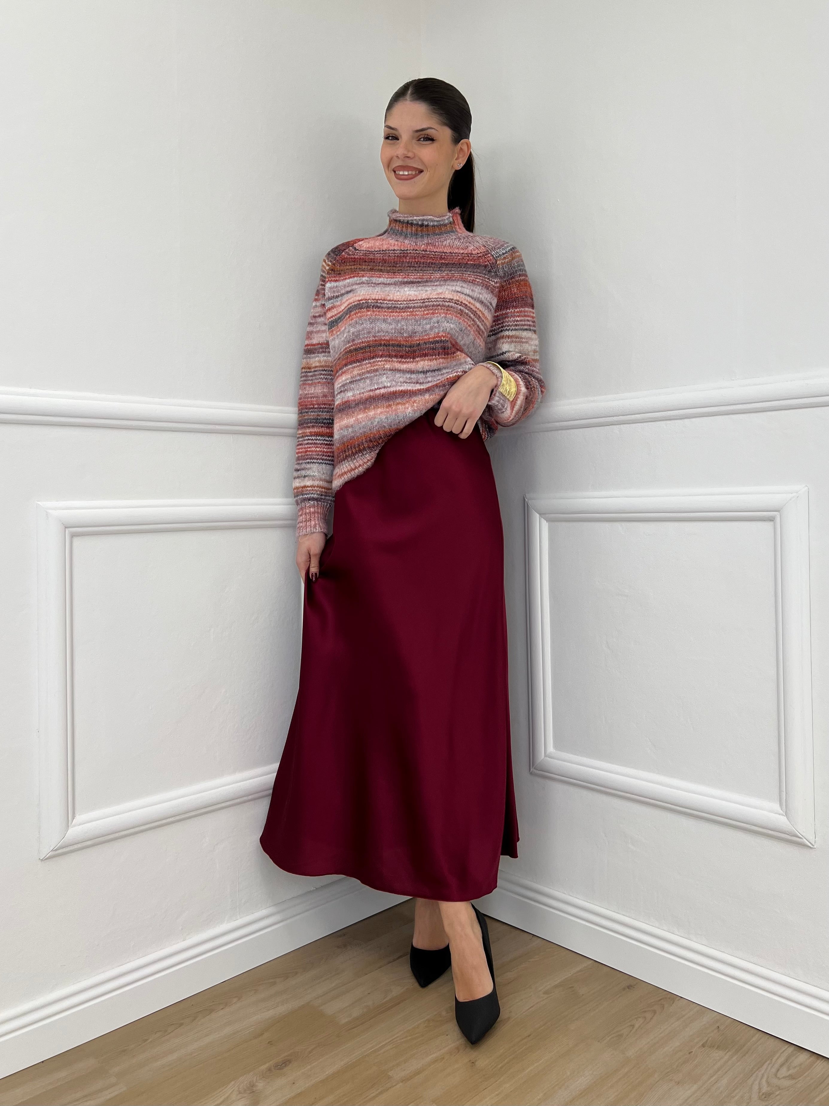 Maglia Vulcano Multicolor 25206 Burgundy