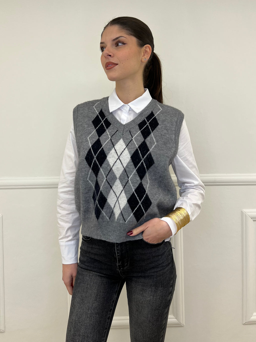 Gilet Losanghe 261711 Grigio