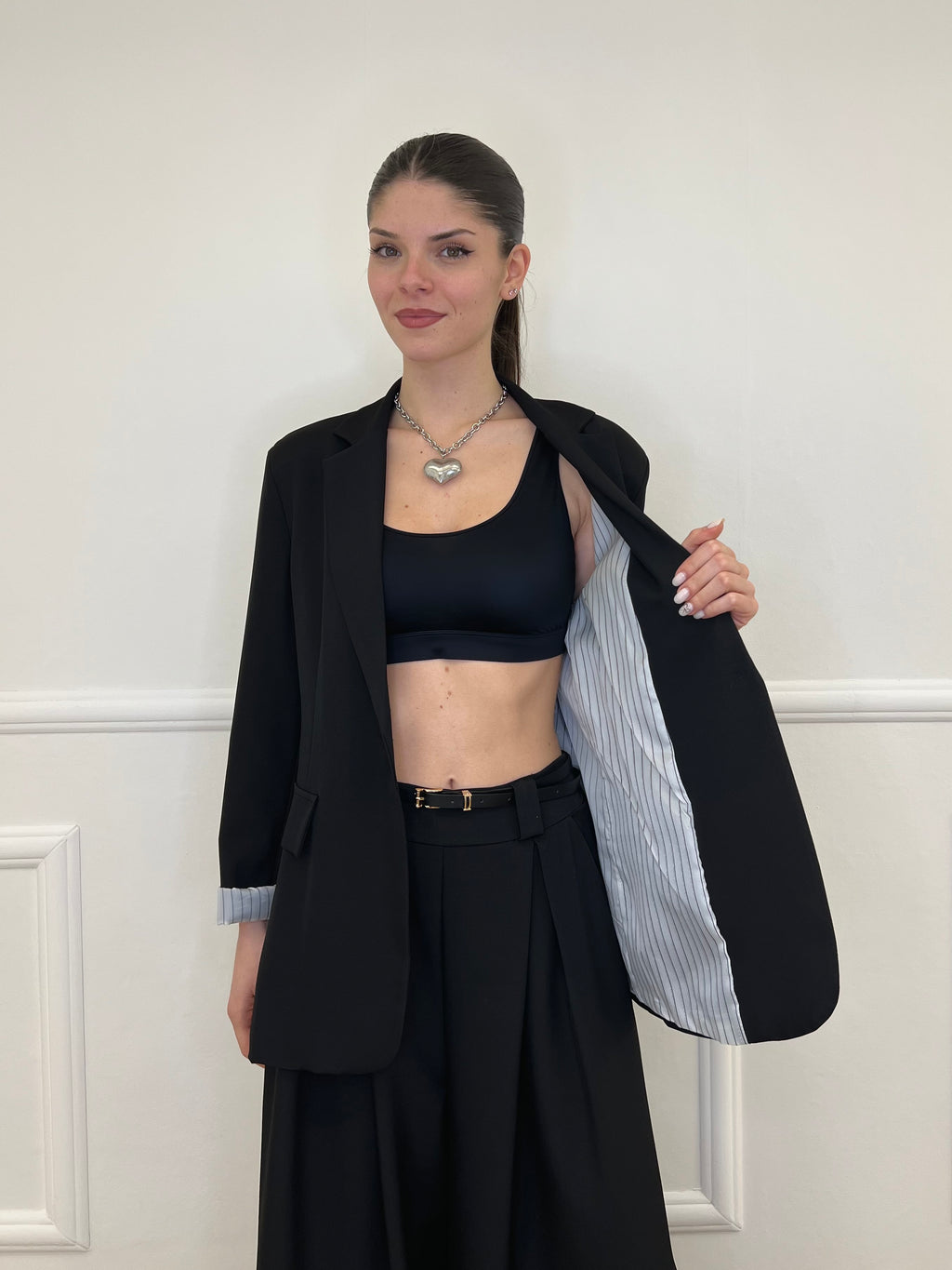 Blazer Con Fodera Gessata 216401 Nero