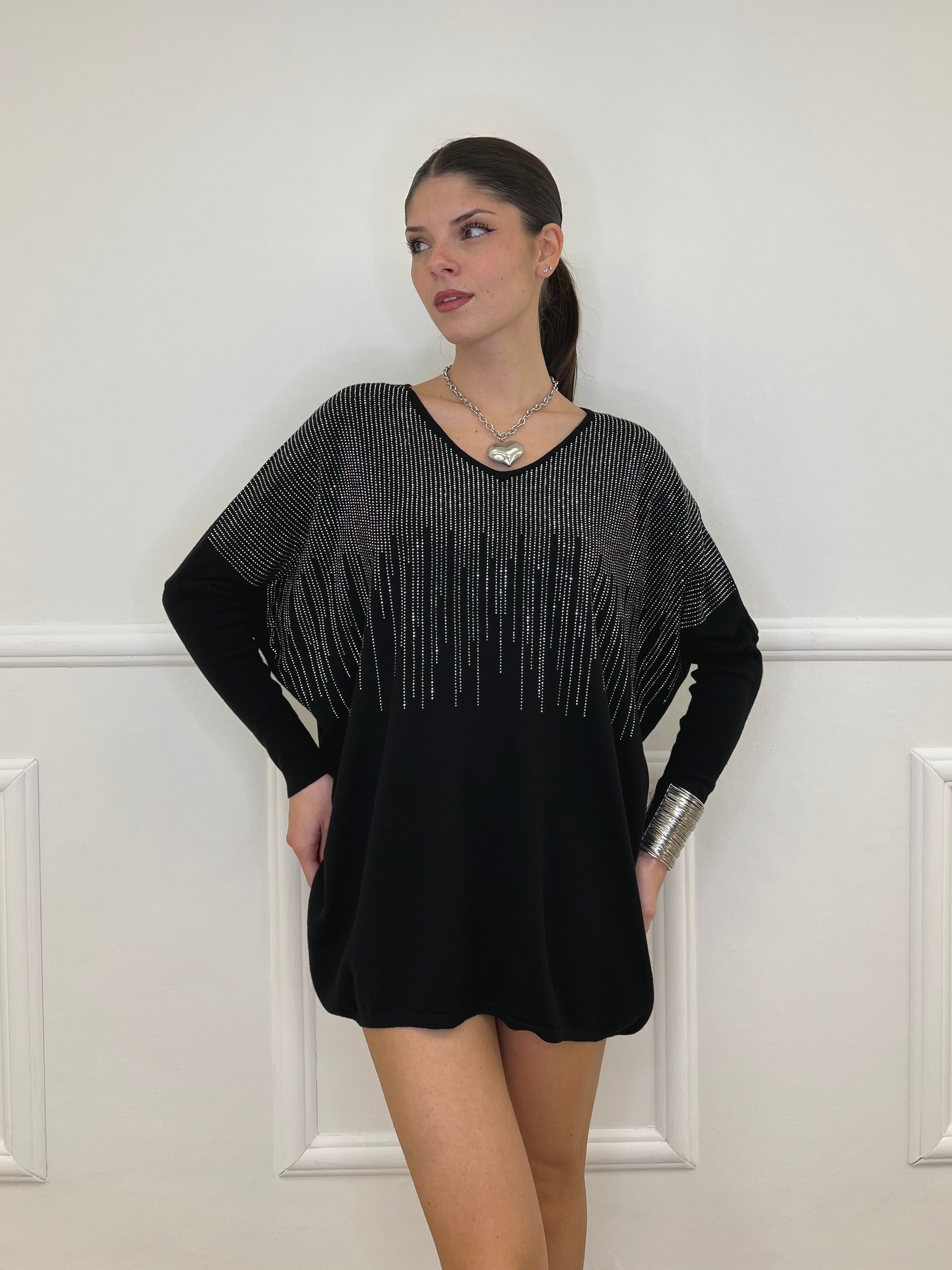 Maxi Maglia Strass 5292 Nero