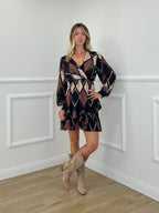 Vestito Corto Impero Geometrico 110742 Nero