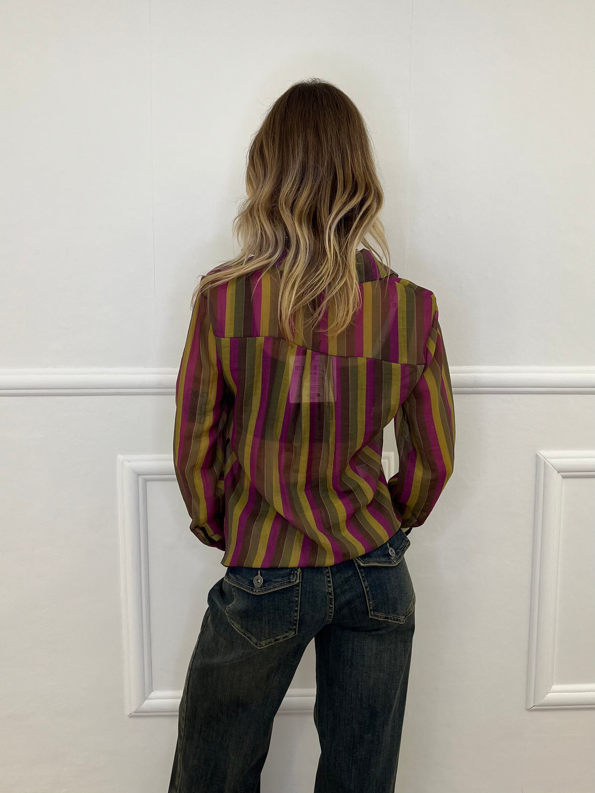 Camicia in Tencel a Righe 3957 Verde