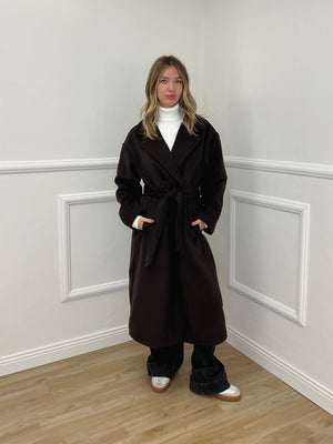 Cappotto Doppiopetto Cintura 29077 Marrone