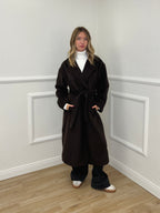 Cappotto Doppiopetto Cintura 29077 Marrone