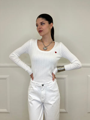 Maglia Trecce Cuore 1697 Bianco