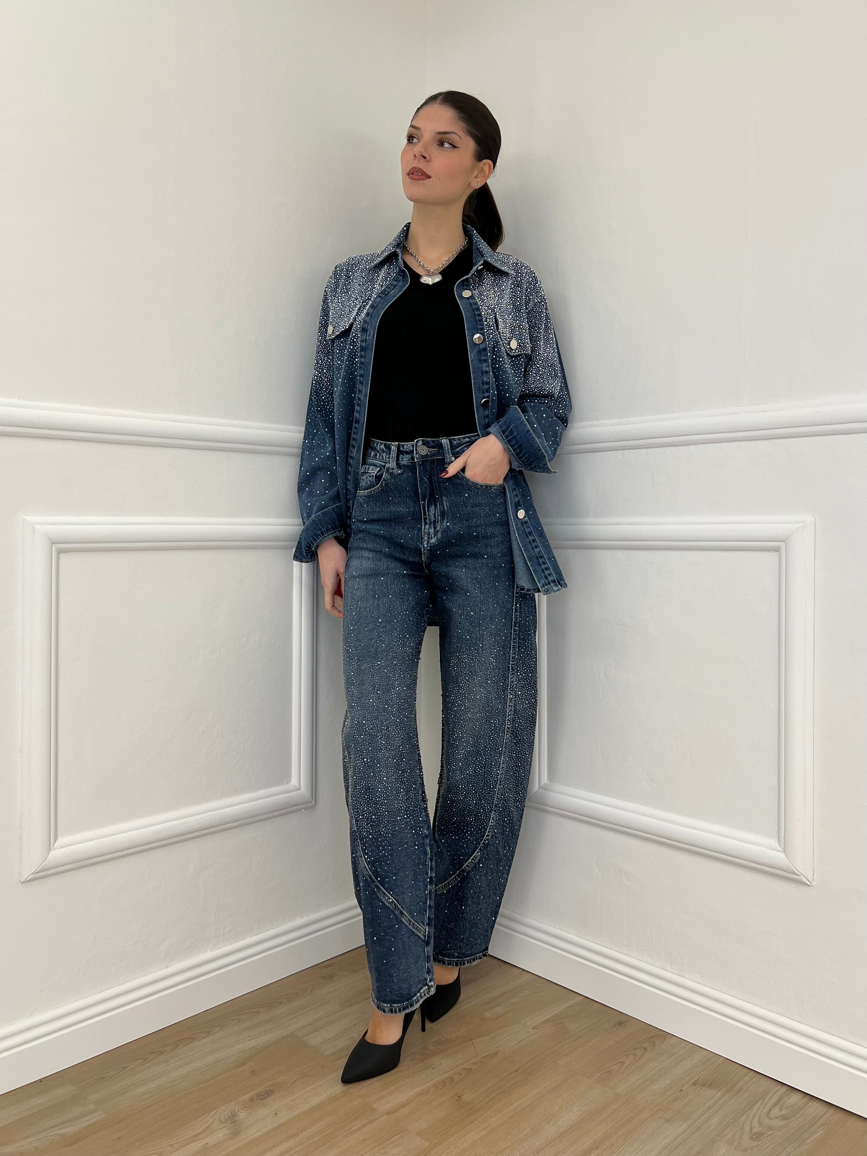 Jeans Ballon Strass 2355 Blu