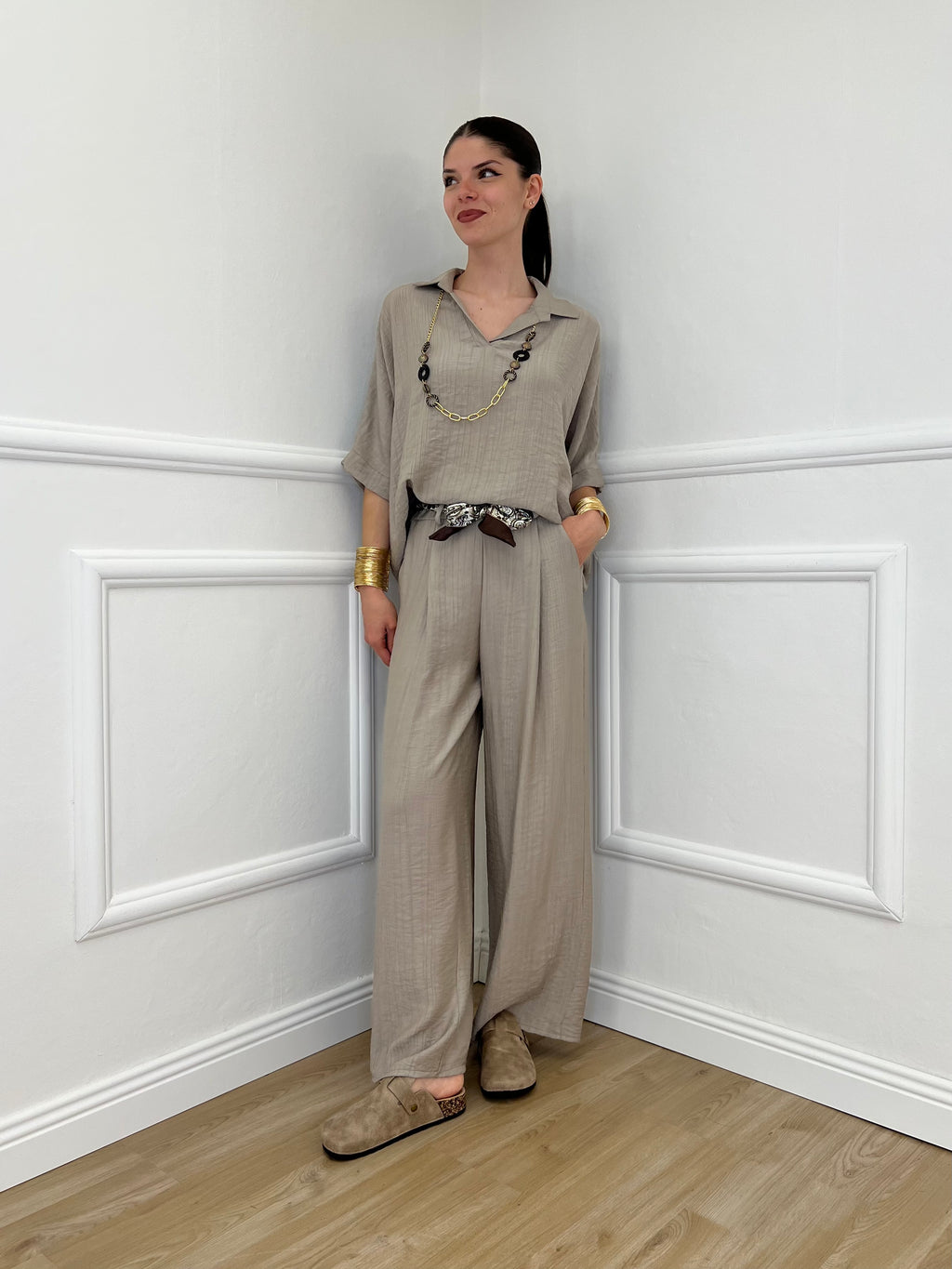 Camicia Fluida Strop 26081 Taupe
