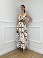 Abito Pois Scollo Quadrato 4013 Bianco
