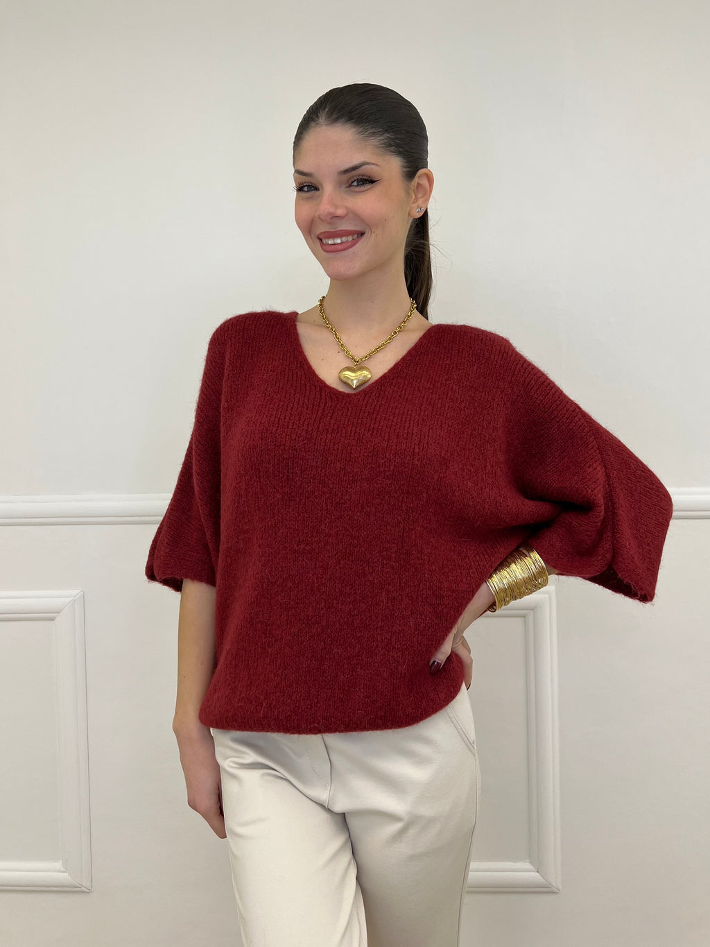 Maglia 3/4 Alpaca 10282 Bordeaux