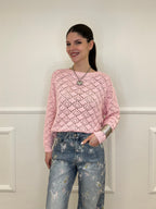 Maglia Jacquard Traforata 82618 Rosa