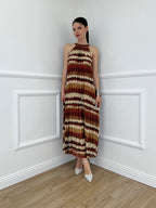 Abito Lurex Plissé In Fantasia 1372 Burgundy
