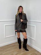 Blazer a Righe con Frange 4705 Marrone