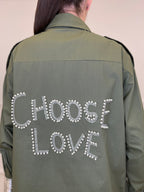 Camicia Overshirt "Choose Love" AL0066 Verde Militare
