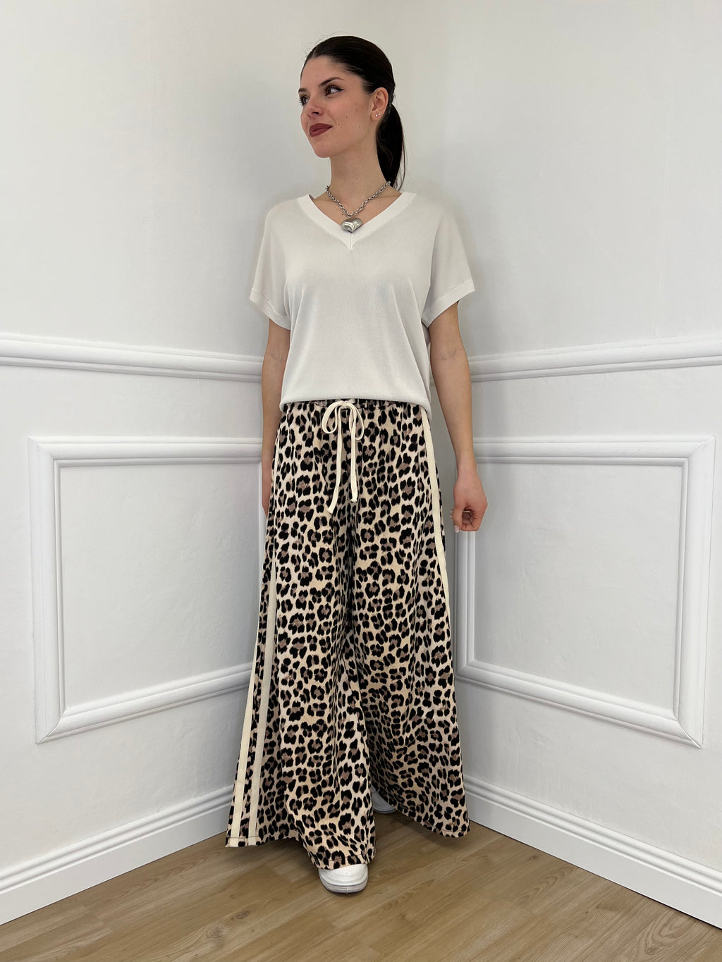 Pantalone Palazzo Animalier Bande 7809