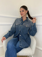 Giacca Denim Strass MF2493 - Bazar Abbigliamento