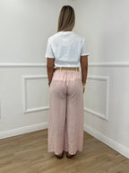 Pantalone Lino Cintura 22525-2 Rosa