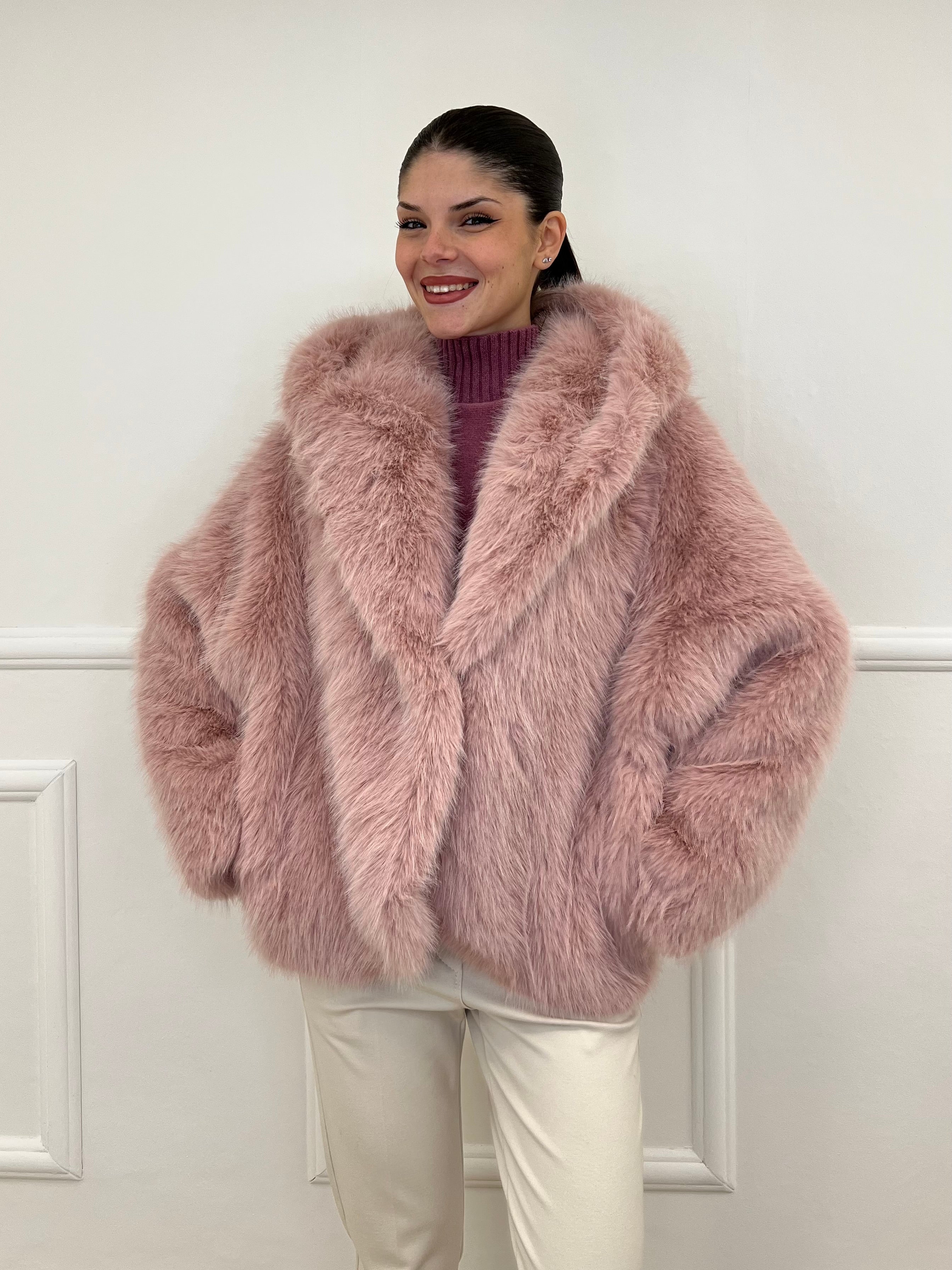 Pelliccia Cappuccio 9422 Rosa