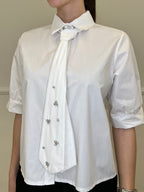 Camicia Con Cravatta Strass 15016 Bianco