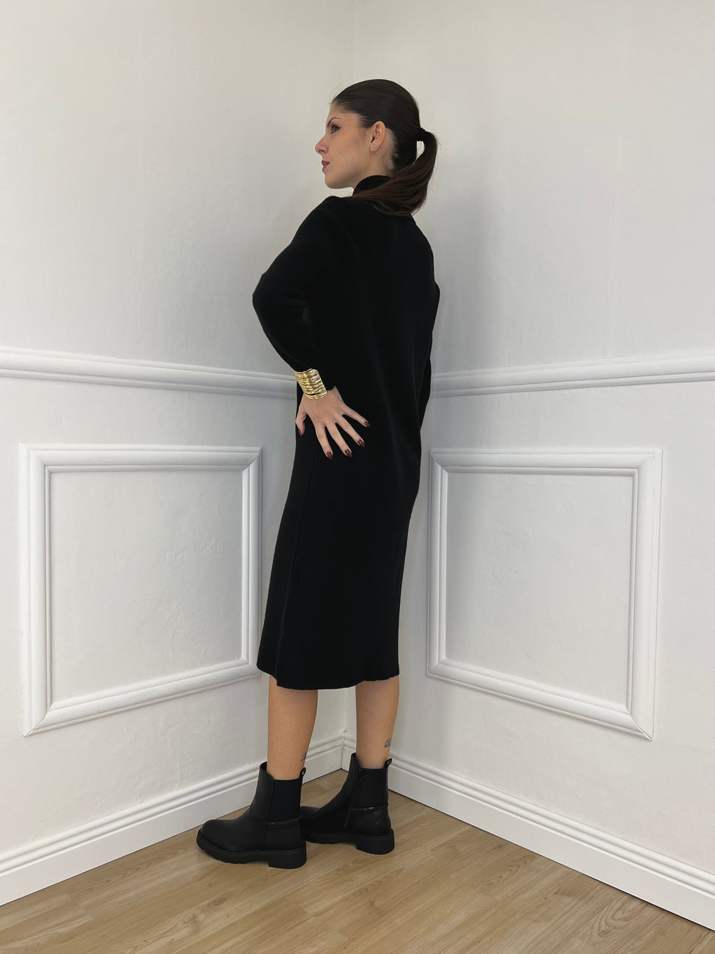 Abito Dolcevita Maglia 3077 Nero