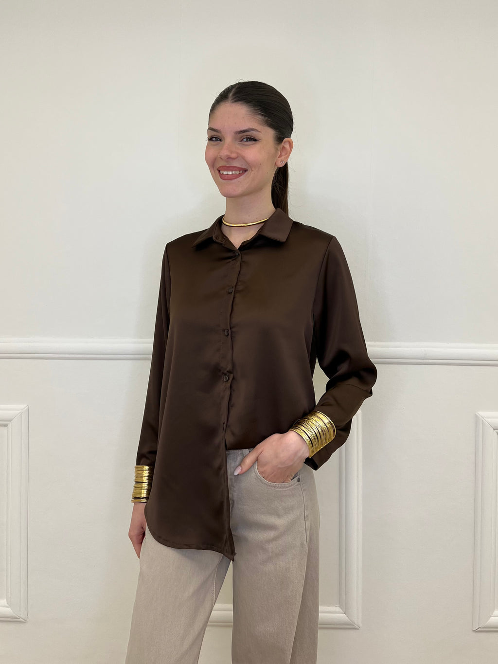 Camicia Satin 261081 Moro