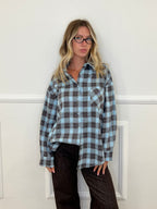 Camicia Check Strass 19108 Azzurro e Moro