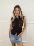 Camicia Pizzo Alamari 26388 Marrone
