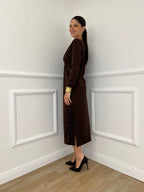 Abito Crepe Pizzo 55743 Marrone