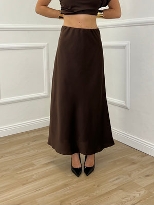 Gonna Longuette Satin 2236 Marrone