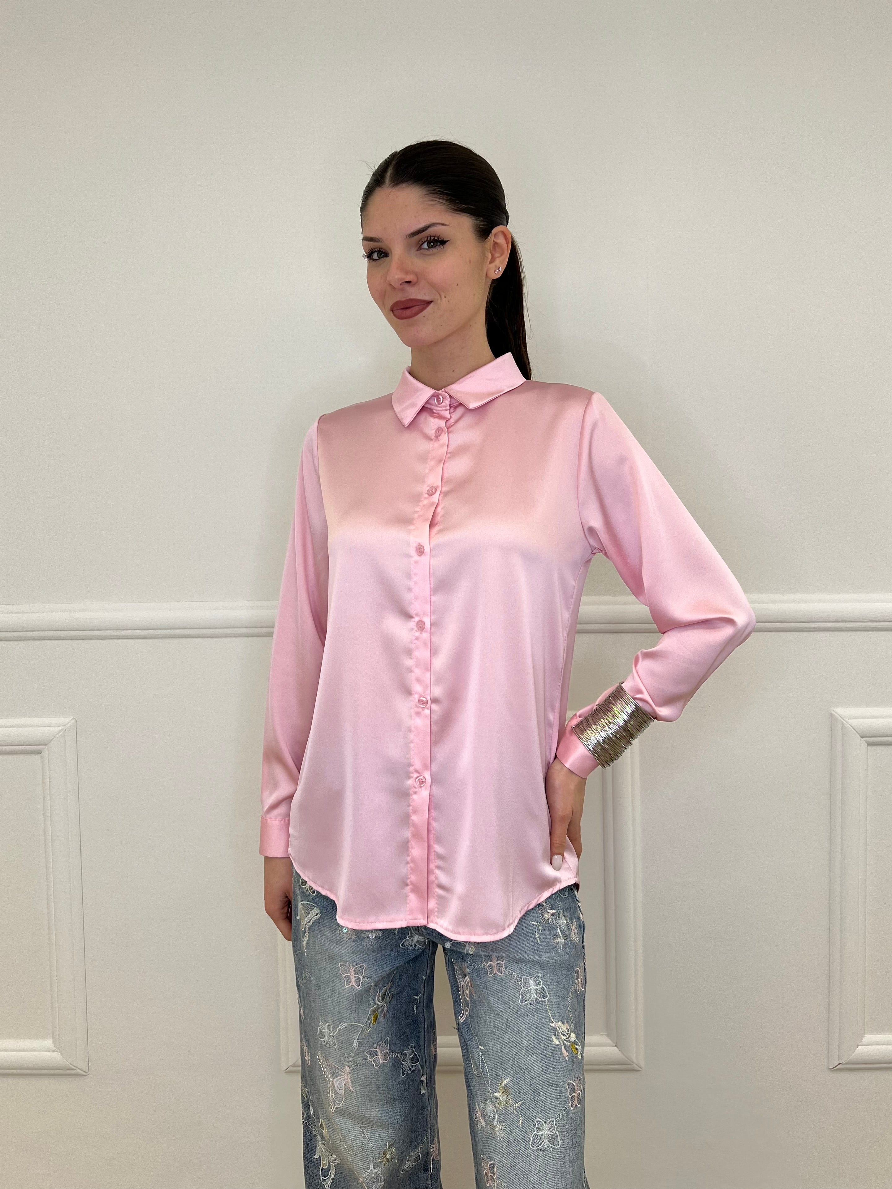 Camicia Basic in Satin 24244 Rosa