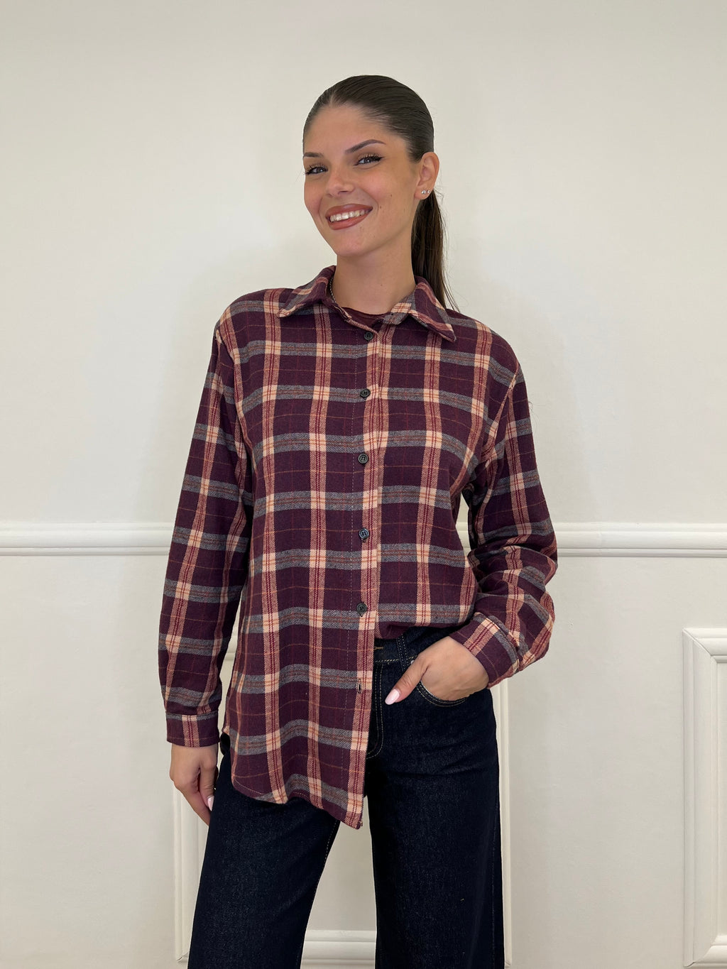 Camicia Madras A35 Burgundy