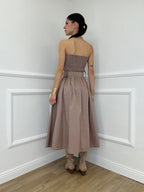 Abito a Fascia Cintura 9762 Taupe