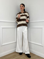 Felpa Mohair Righe 26001 Marrone