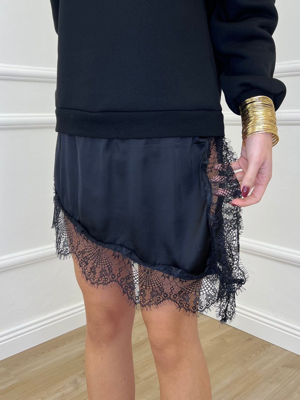 Felpa con Pizzo Lumina LD3849 Nero