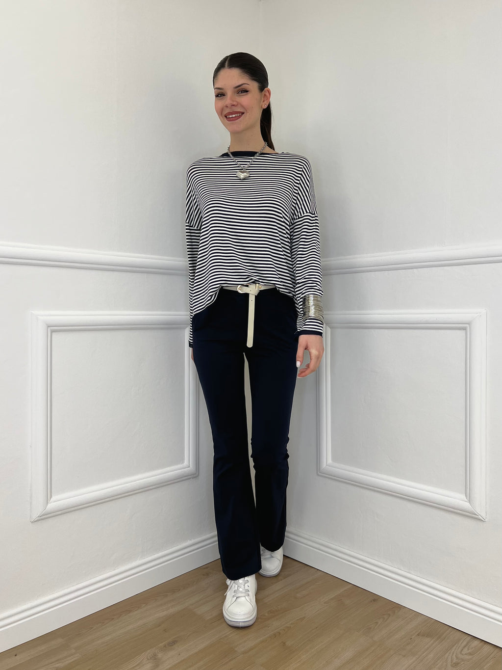 Pantalone Flare Cintura 26513 Blu