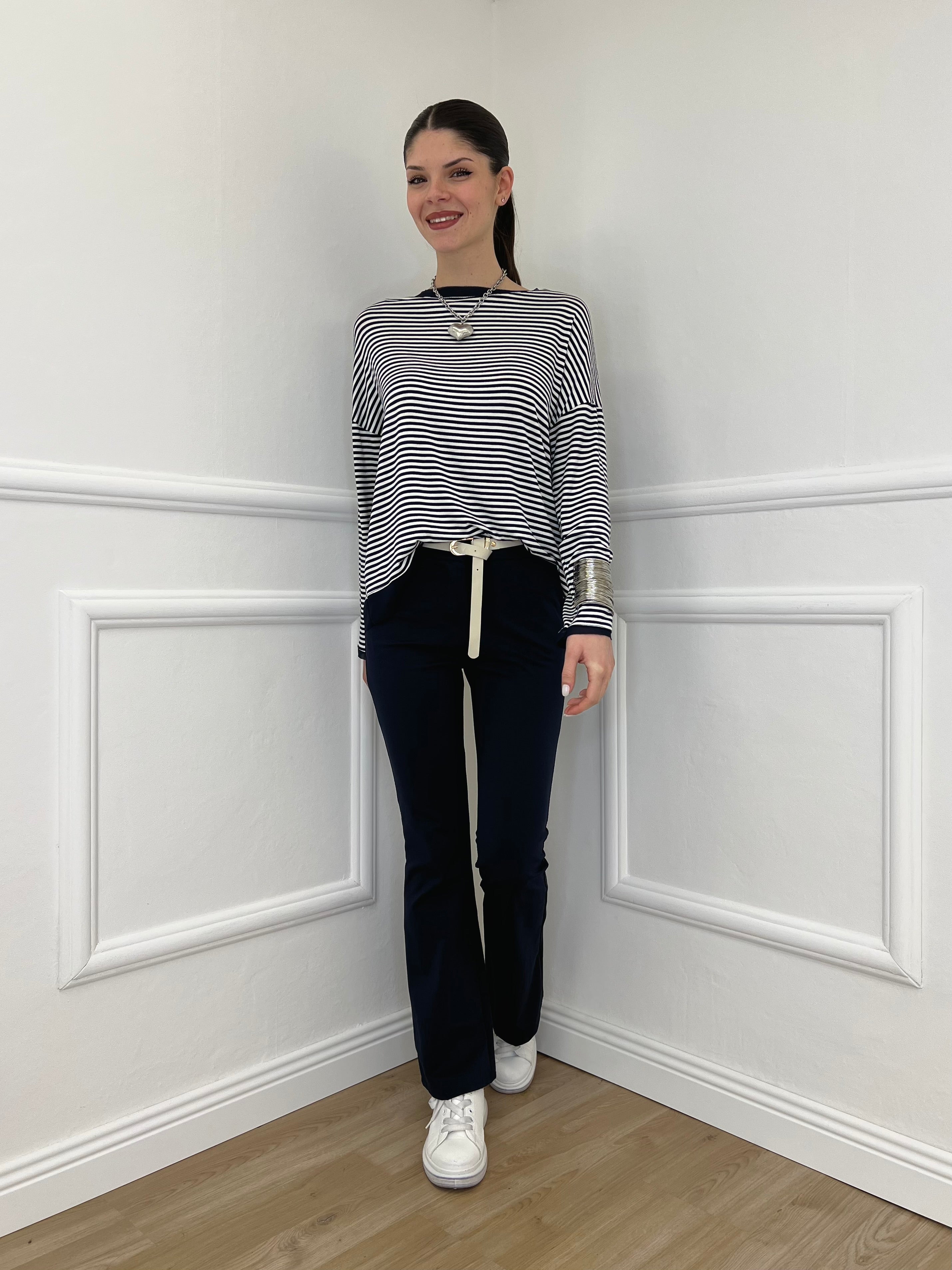 Pantalone Flare Cintura 26513 Blu